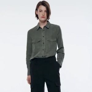 NWT Zara garment dye long sleeve pocket shirt